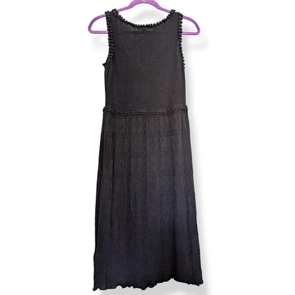 Betsey Johnson rare vintage 90's knit embroidered pointielle midi dress M - Picture 4 of 11